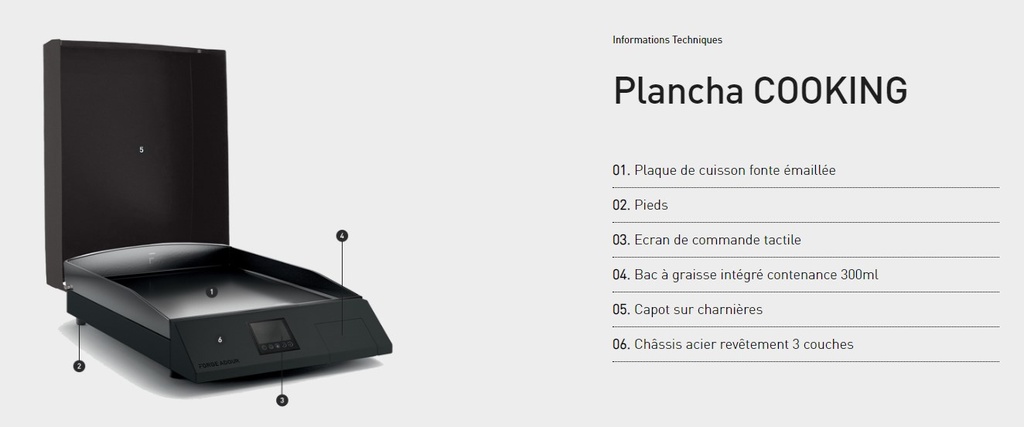 Plancha Forge Adour COOKING digital avec couvercle