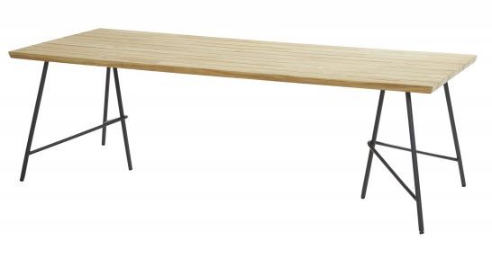 LANO - Table de jardin en inox et plateau en teck - 100 x 240 cm - TASTE, LANO, 91305