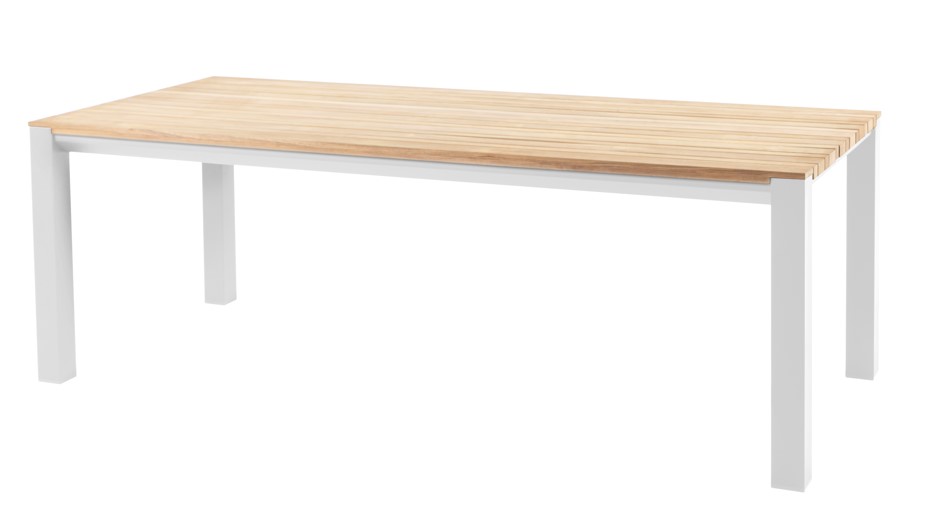 Table Ridge en aluminium blanc et plateau en teck - 220 cm x 95 cm TASTE, 91295, RIDGE, 8720087011141