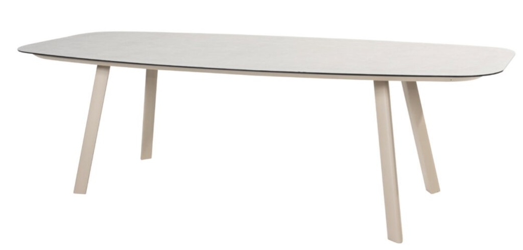 MANOLO Table de jardin en aluminium Latte et plateau en feuille de céramique (240 x 103 cm) - TASTE by 4 SEASONS, 91533, LATTE