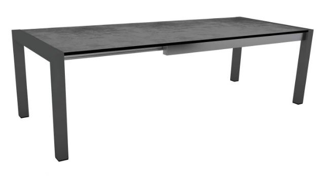 Table de jardin extensible 174/214/254x90 cm - structure en aluminium anthracite - plateau en HPL SILVERSTAR ciment STERN, 431749, PLATEAU CIMENT, 4010187146985