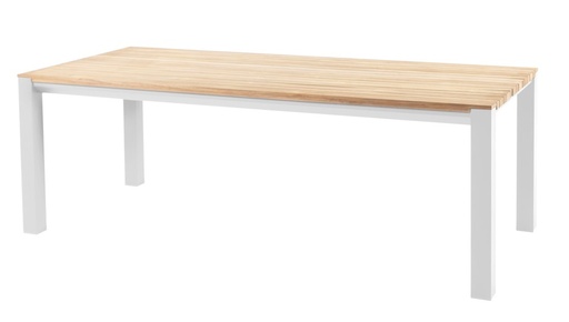 [4SO-91295] Table Ridge en aluminium blanc et plateau en teck - 220 cm x 95 cm TASTE, 91295, RIDGE, 8720087011141