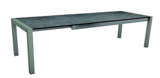 [STERN - 431809] Table de jardin extensible en aluminium couleur "graphite" avec plateau en HPL silverstar "cement" 214(294)x100x75 cm - STERN, 431809, PLATEAU CIMENT, 4010187147319, GRAPHITE